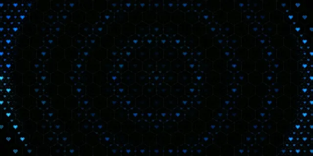 2:1 Univisium | Glowing Blue Hearts 60fps Screensaver Motion Loop