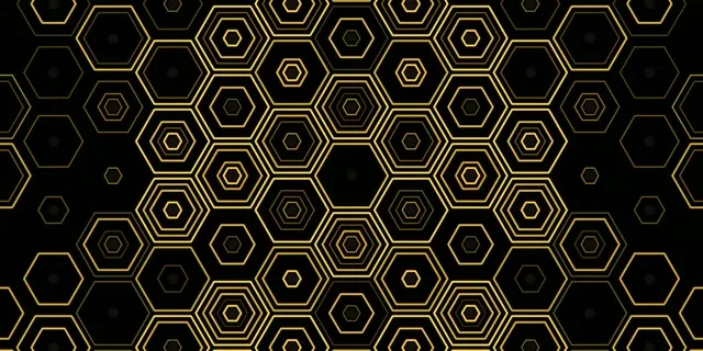 2:1 Univisium | Gold Black Hexagons Geometric 60fps Screensaver Motion Graphics