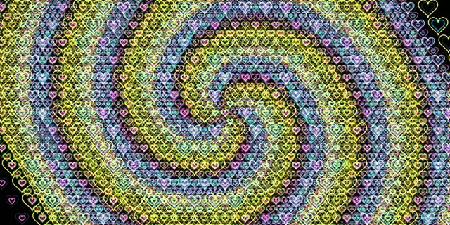 2:1 Univisium | Neon Hearts 60fps Seamless Loop Screensaver Motion