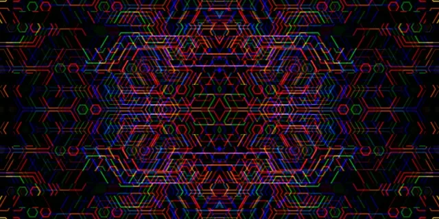 2:1 Univisium | Neon Tech Hexagon 60fps Motion Background Screensaver