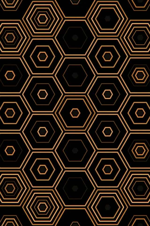 2:3 Photo Portrait | 60fps Golden Hexagon Pattern Motion Screensaver VJ Loop