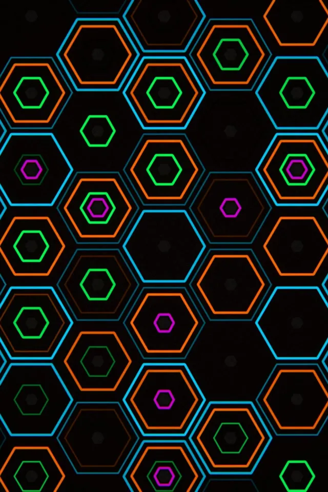 2:3 Photo Portrait | 60fps Neon Hexagon Pattern Screensaver Motion VJ Loop