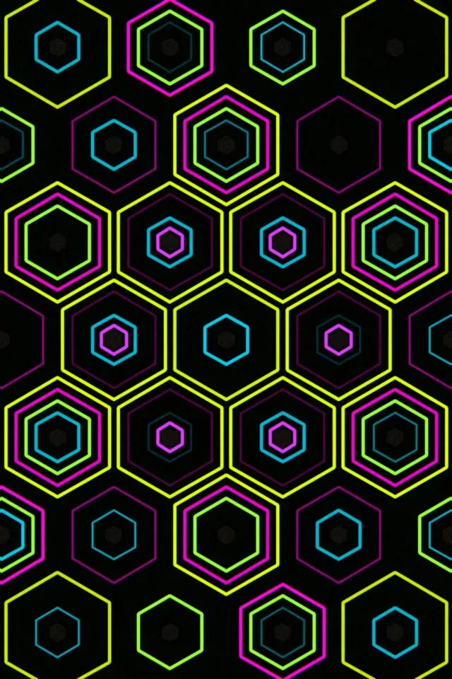 2:3 Photo Portrait | Neon Hexagon Grid 60fps Screensaver Motion Loop