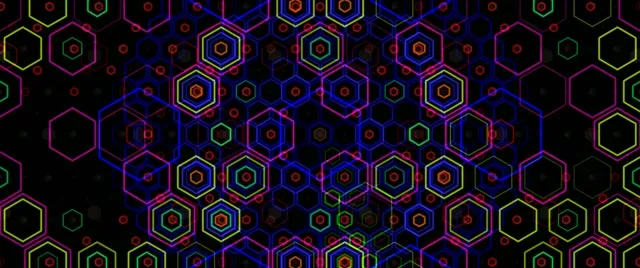 2.39:1 Cinemascope | Neon Hexagon 60fps Motion Background Loop