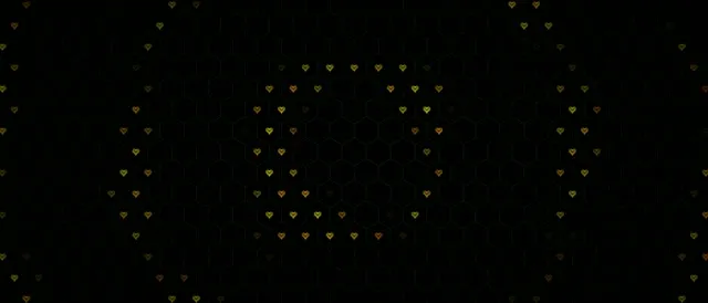 21:9 Ultrawide | 60fps Screensaver - Golden Hearts Hexagon Grid | VJ Loop