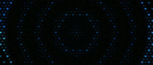 21:9 Ultrawide | Glowing Blue Hearts 60fps Motion Background VJ Loop