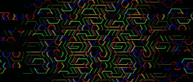 21:9 Ultrawide | Neon hexagon tech pattern 60fps screensaver VJ loop