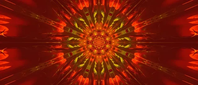 21:9 Cinematic 60fps Fiery Kaleidoscope Burst Neon Tunnel Screensaver Vj loop