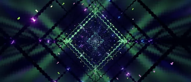 21:9 Cinematic Neon Tunnel Green Diamond Vortex 60fps Screensaver Vj Loop