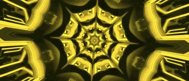 21:9 Ultrawide | 60fps Neon Tunnel Screensaver - Yellow Spiraling Diamond Vortex VJ Loop