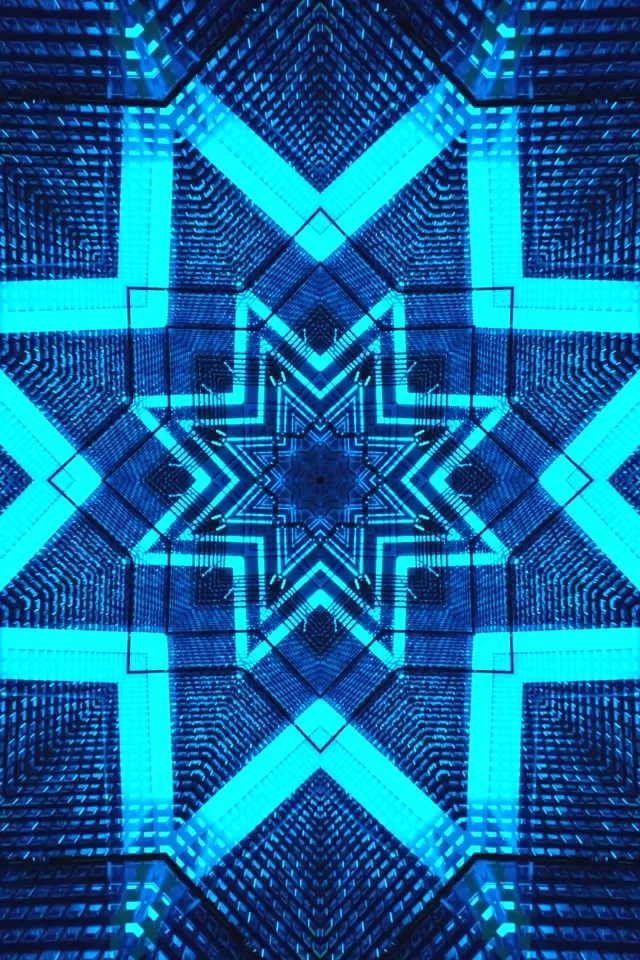 2:3 Blue Neon Tunnel Kaleidoscope Screensaver Windows 11 VJ Loop 60fps
