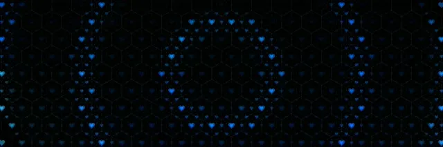 3:1 Triple Wide | Blue Glowing Hearts Hexagonal 60fps Screensaver VJ Loop