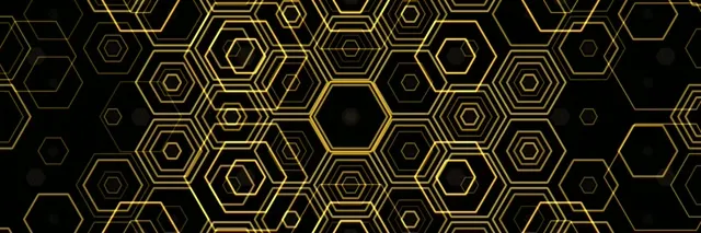 3:1 Triple Wide | Gold Hexagon Pattern 60fps Screensaver Motion BG