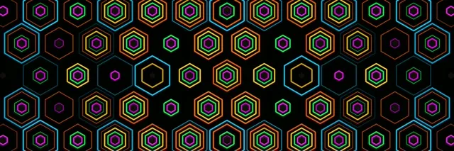 3:1 Triple Wide | Neon hexagon 60fps screensaver live wallpaper