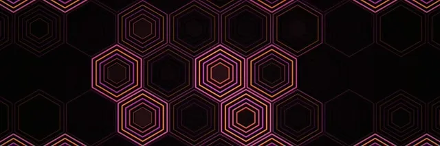 3:1 Triple Wide Neon Hexagon Grid 60fps Motion Screensaver Loop