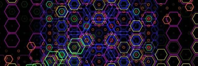 3:1 Triple Wide | Neon hexagon network 60fps screensaver broadcast VJ