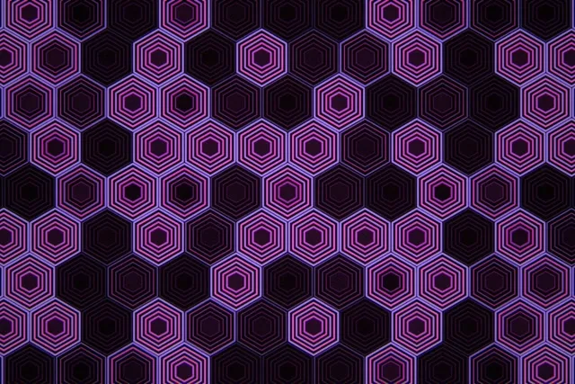 3:2 Surface | 60fps Neon Hex Pattern VJ Screensaver Motion Loop