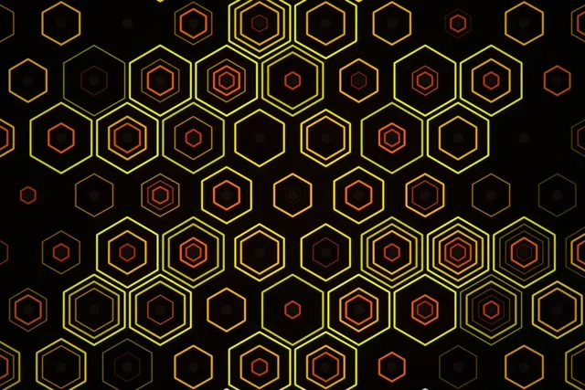 3:2 Surface | Neon Hexagon Grid 60fps Screensaver Motion Loop