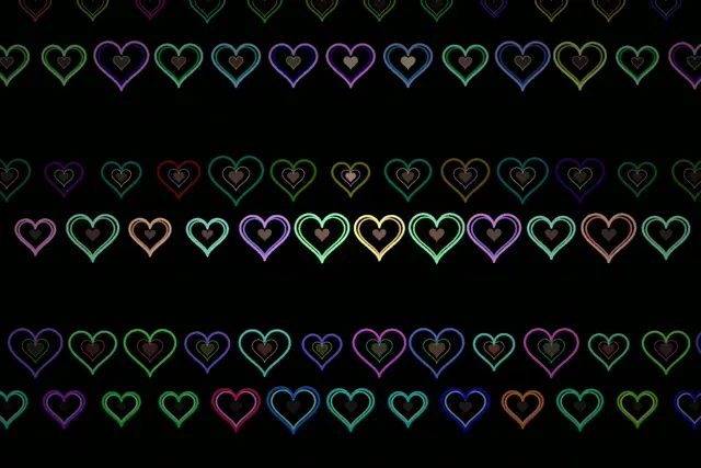 3:2 Surface | Neon Rainbow Hearts 60fps Screensaver Live Wallpaper