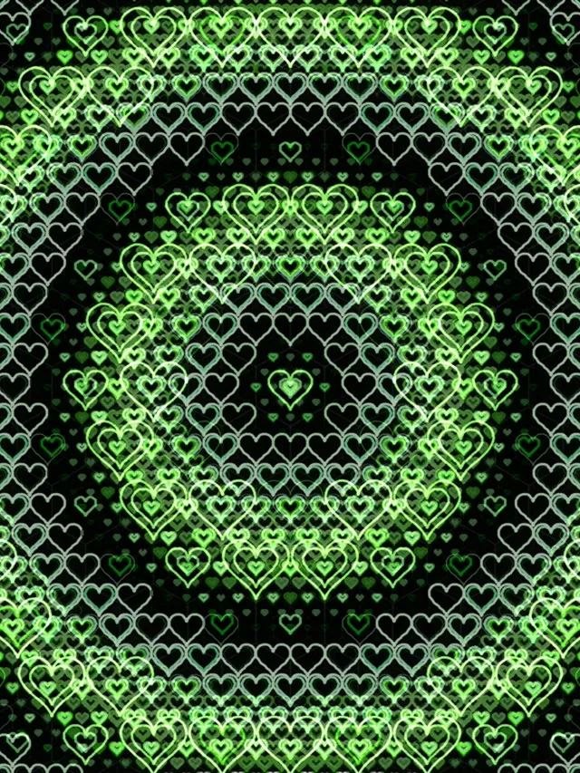 3:4 iPad Portrait | Neon green heart pattern 60fps screensaver live wallpaper
