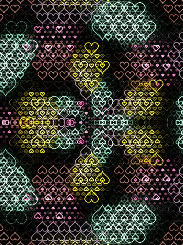 3:4 iPad Portrait Neon Hearts 60fps Live Wallpaper Screensaver