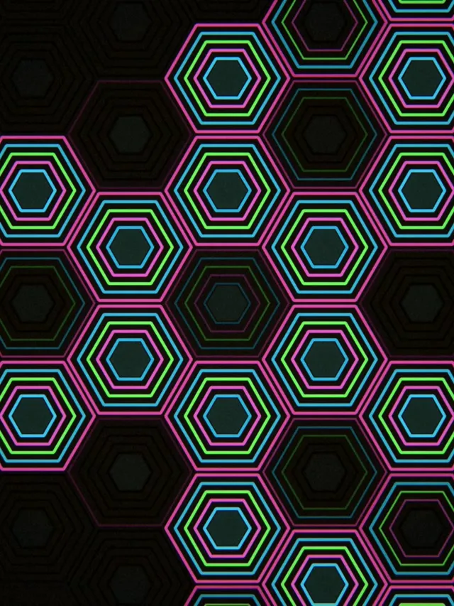 3:4 iPad Portrait | Neon Hexagon 60fps Live Wallpaper Motion