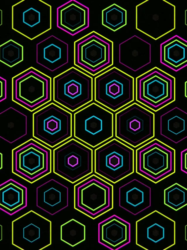 3:4 iPad Portrait | Neon Hexagon Grid 60fps Screensaver Live Wallpaper