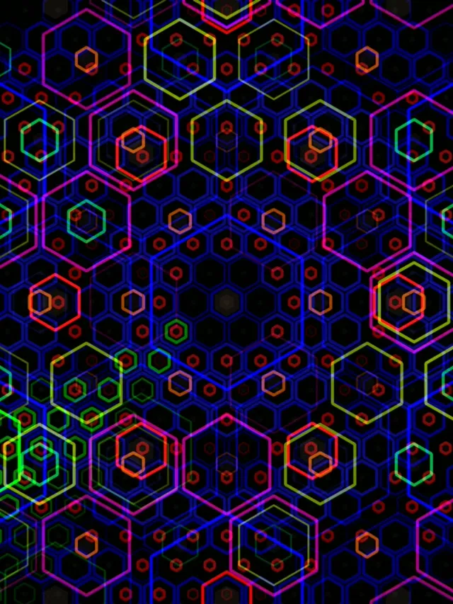 3:4 iPad Portrait | Neon hexagon network 60fps screensaver VJ loop