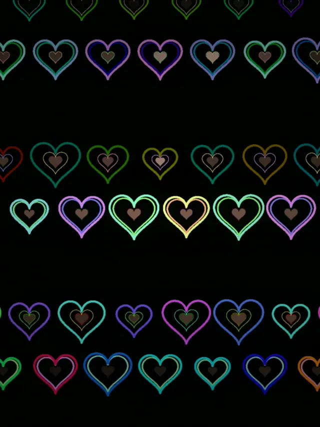 3:4 iPad Portrait | Neon Rainbow Heart 60fps Live Wallpaper VJ Loop