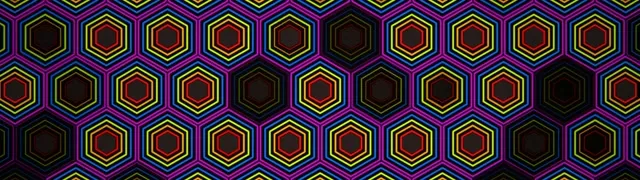 32:9 Super Ultrawide | Neon Hexagon 60fps Screensaver Motion Loop