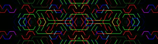 32:9 Super Ultrawide | Neon Hexagon 60fps Screensaver Motion Loop