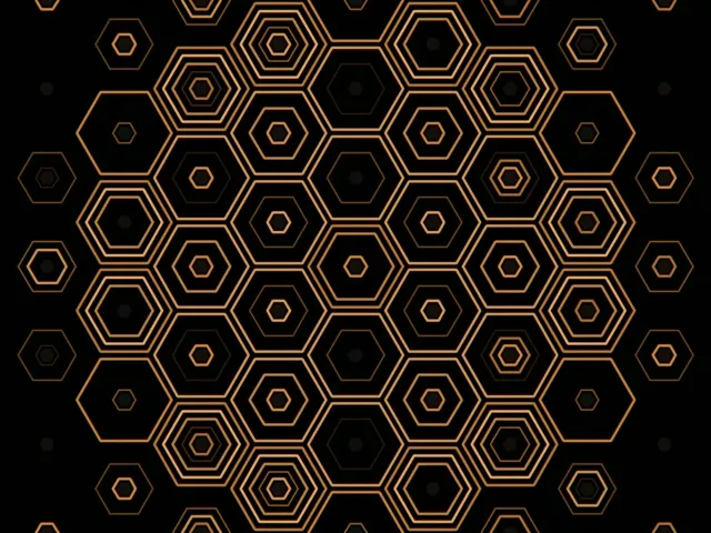 4:3 Classic | 60fps Golden Hexagon Motion Pattern Screensaver VJ Loop