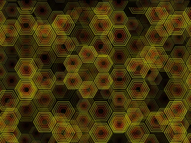 4:3 Classic | 60fps Hexagon Screensaver - Neon Yellow Red Loop