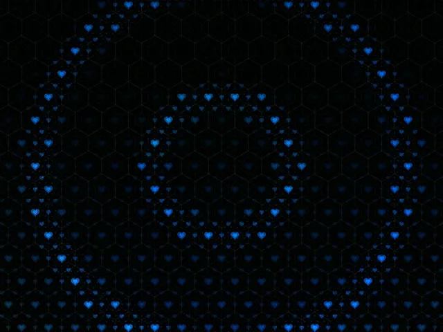 4:3 Classic | Blue Glowing Hexagon Hearts 60fps Screensaver VJ Loop Background