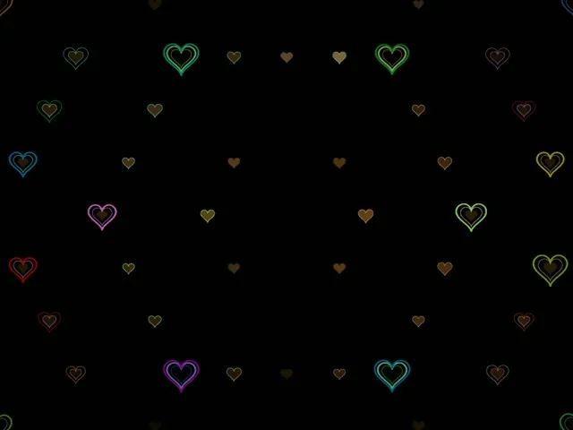 4:3 Classic | Colorful Neon Hearts 60fps Screensaver Motion Bg