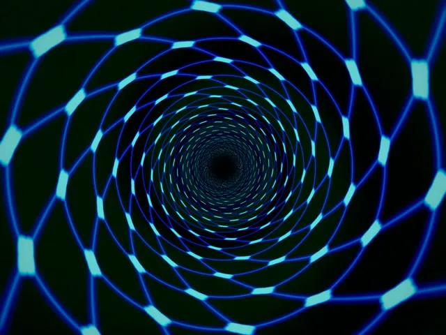 4:3 Classic | Neon Spiral Tunnel 60fps Screensaver VJ Loop Glowing Geometric Network