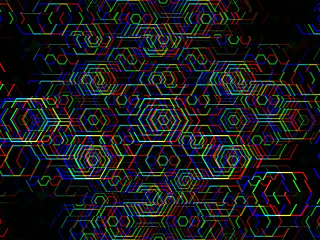 4:3 Classic | Vibrant Hexagon Motion Loop 60fps VJ Screensaver