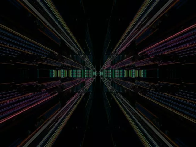 4:3 Classic 60fps Neon Tunnel Vj Loop - Radiating Light Lines Screensaver