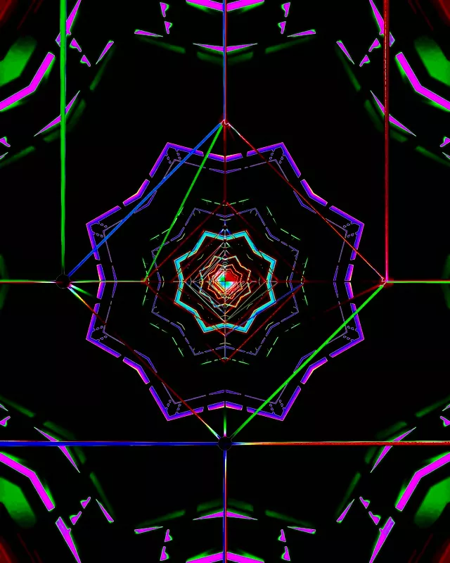 4:5 Instagram Neon Tunnel Screensaver Windows 11 Vj Loop Kaleidoscope Purple Green 60fps