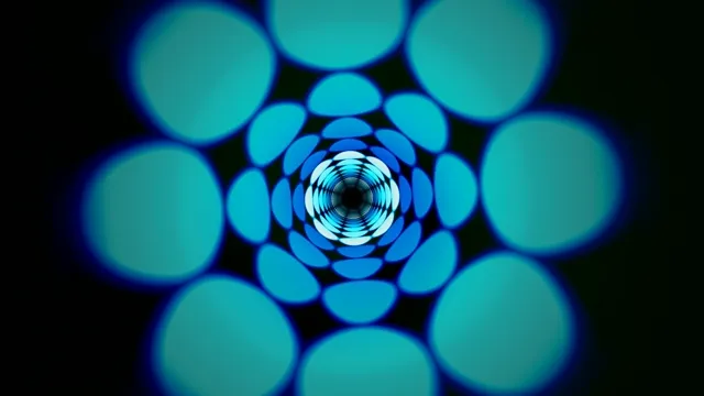 4K abstract blue tunnel loop with glowing bokeh circles and ripple effects