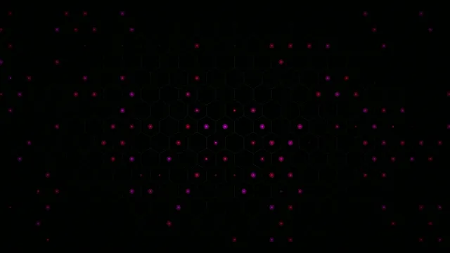 4K abstract glowing nodes network animation with hexagonal grid