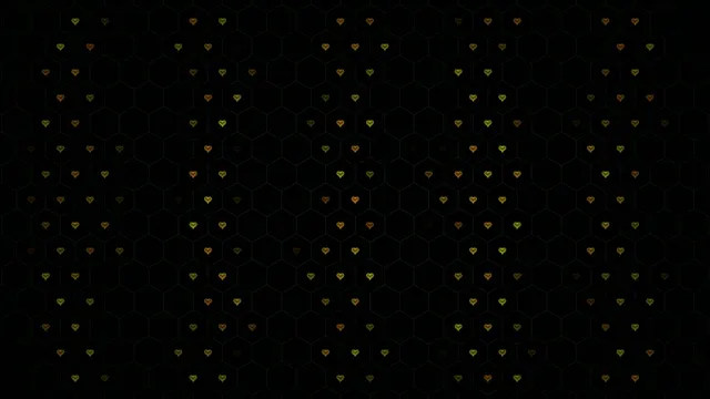 4K animated gold hearts hexagon pattern looping background
