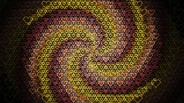 4K animated heart pattern loop with vibrant neon glow effects