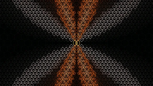 4K animated heart pattern motion background with orange glow effect