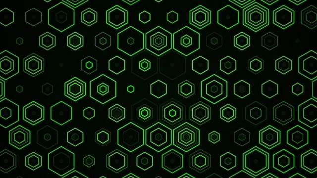 4K animated neon green hexagons looping motion background