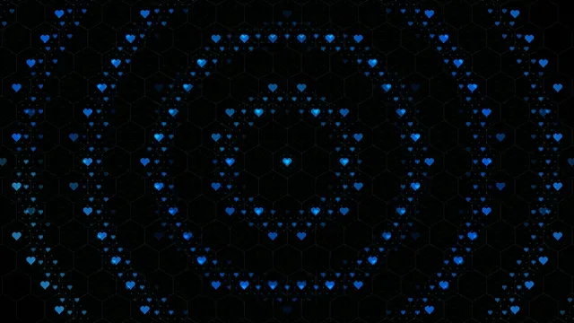 4K Blue Hearts Hexagon Pattern Motion Background Loop