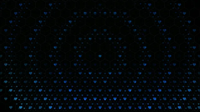 4K Blue Hearts Hexagon Pattern Seamless Loop Background