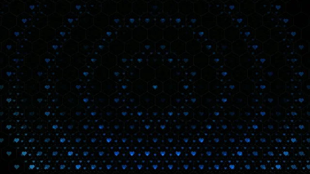 4K blue hearts hexagonal grid motion background for broadcast