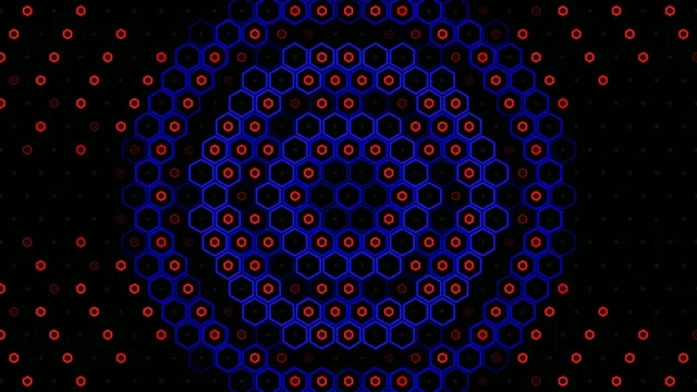 4K Digital Hexagon Network Animation with Red Nodes