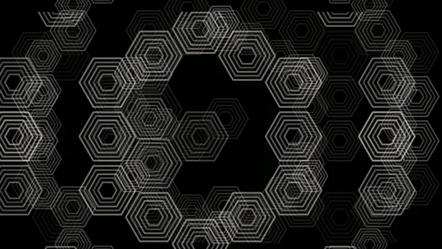 4K geometric hexagon motion background with gray lines and dark theme